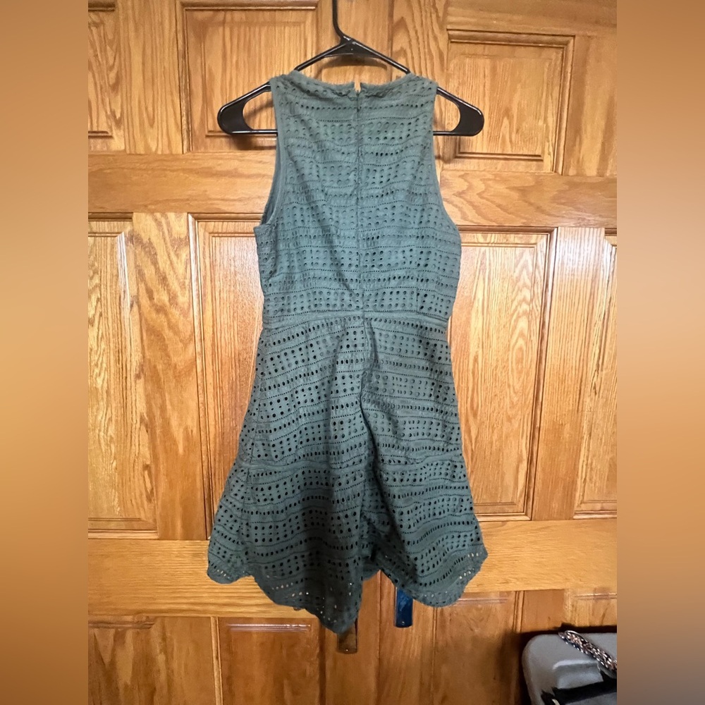 Gap - Olive Green Eyelet Sleeveless Fit & Flare Dress - Picture 6 of 6